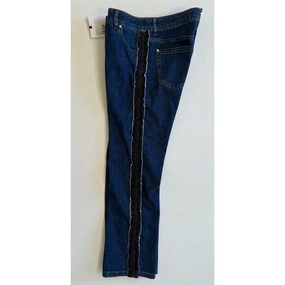 Red Valentino Ruffle Trimmed Cropped High Rise Straightleg Jeans Size 29 NWT - Picture 9 of 12